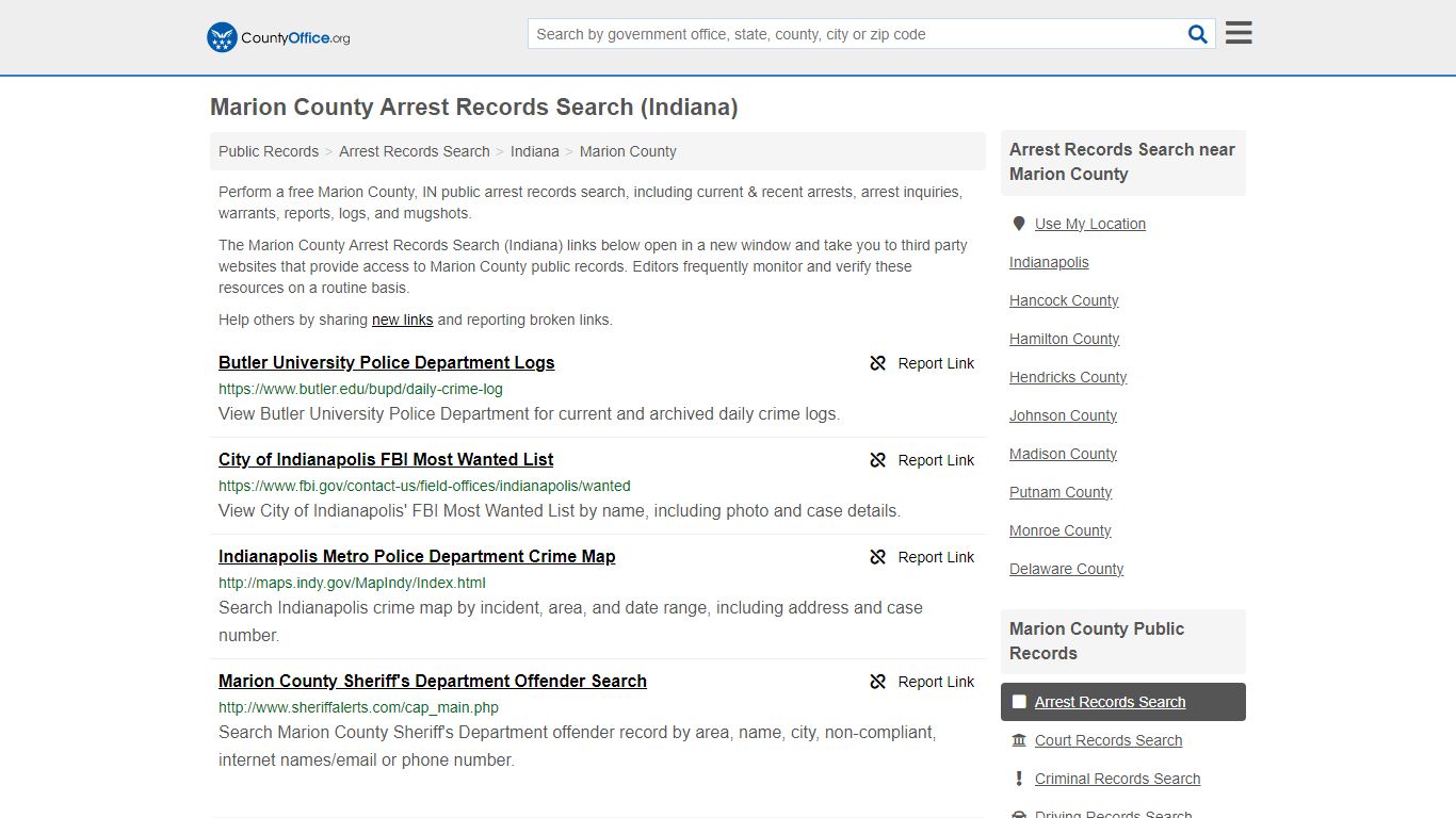 Marion County Arrest Records Search (Indiana) - County Office